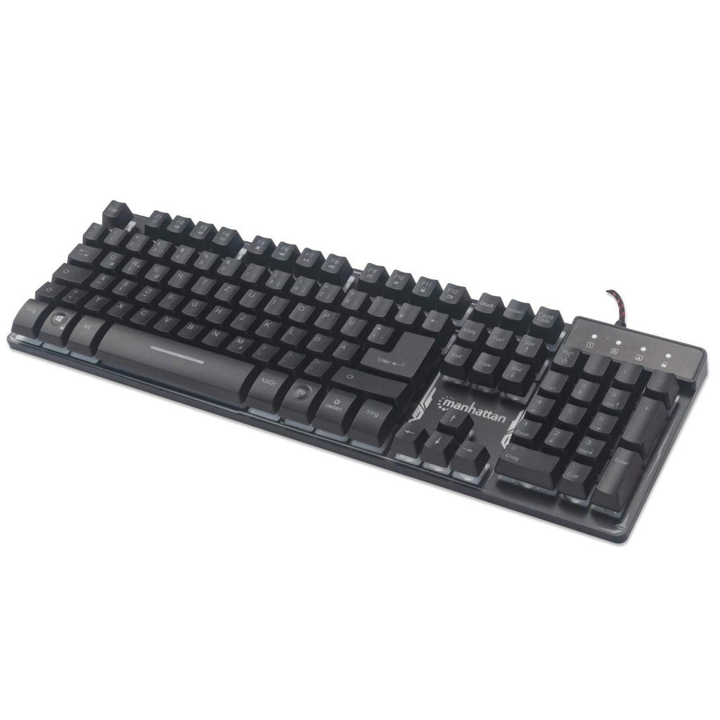 IC Intracom USB - Gaming mit LEDs und Metallunterseite - 12 Funktionstasten - Metallunterseite - farbige LED - Hintergrundbeleuchtung - 19 Anti - Ghosting - Tasten - Schutzklasse IPX4 (spritzwassergeschützt) - schwarz - Volle Größe (100%) - Kab - Tastatur