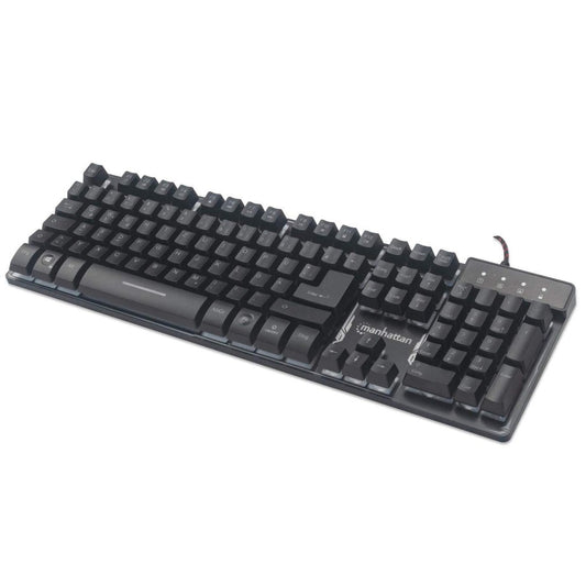 IC Intracom USB - Gaming mit LEDs und Metallunterseite - 12 Funktionstasten - Metallunterseite - farbige LED - Hintergrundbeleuchtung - 19 Anti - Ghosting - Tasten - Schutzklasse IPX4 (spritzwassergeschützt) - schwarz - Volle Größe (100%) - Kab - Tastatur