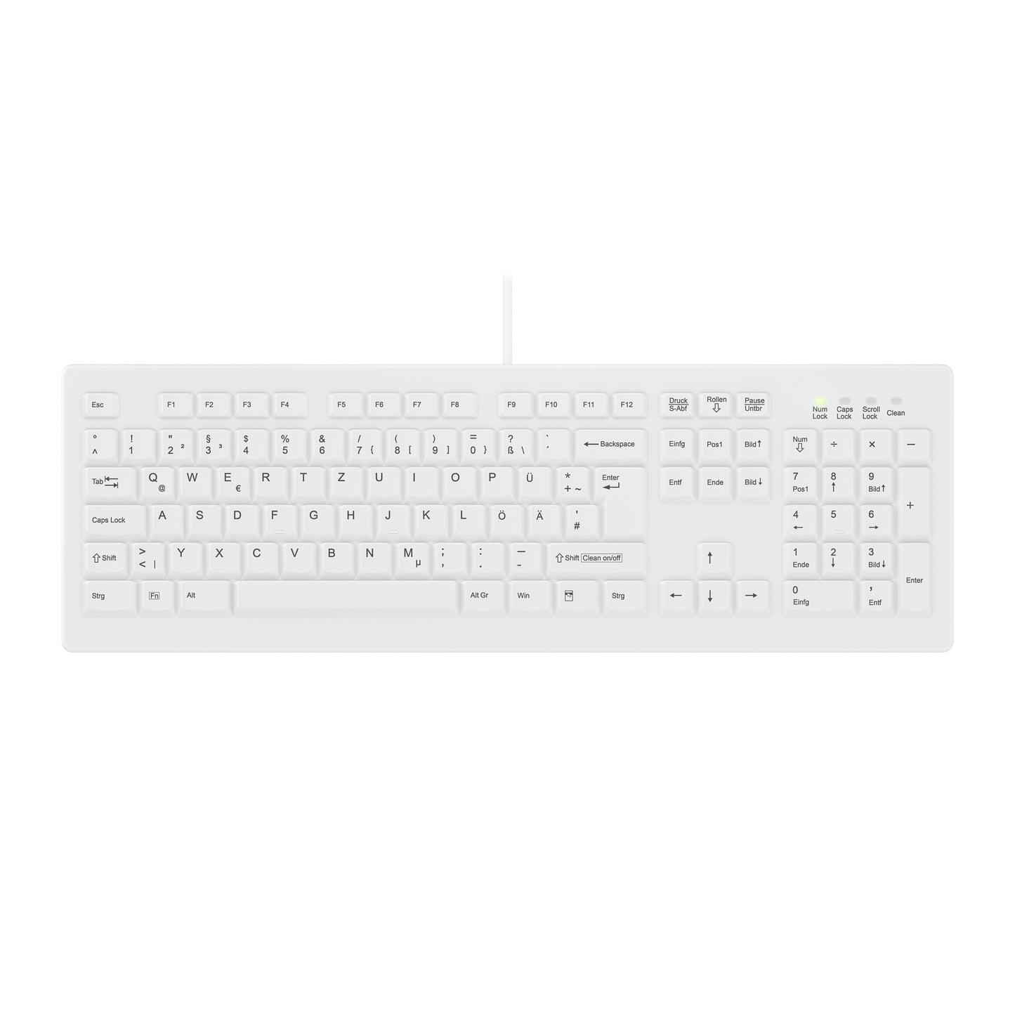 Active Key AK - C8100F - Volle Größe (100%) - Kabelgebunden - USB - Weiß - Tastatur