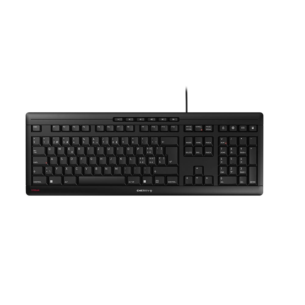 Cherry STREAM - Volle Größe (100%) - Kabelgebunden - USB - Mechanischer Switch - QWERTZ - Schwarz - Tastatur