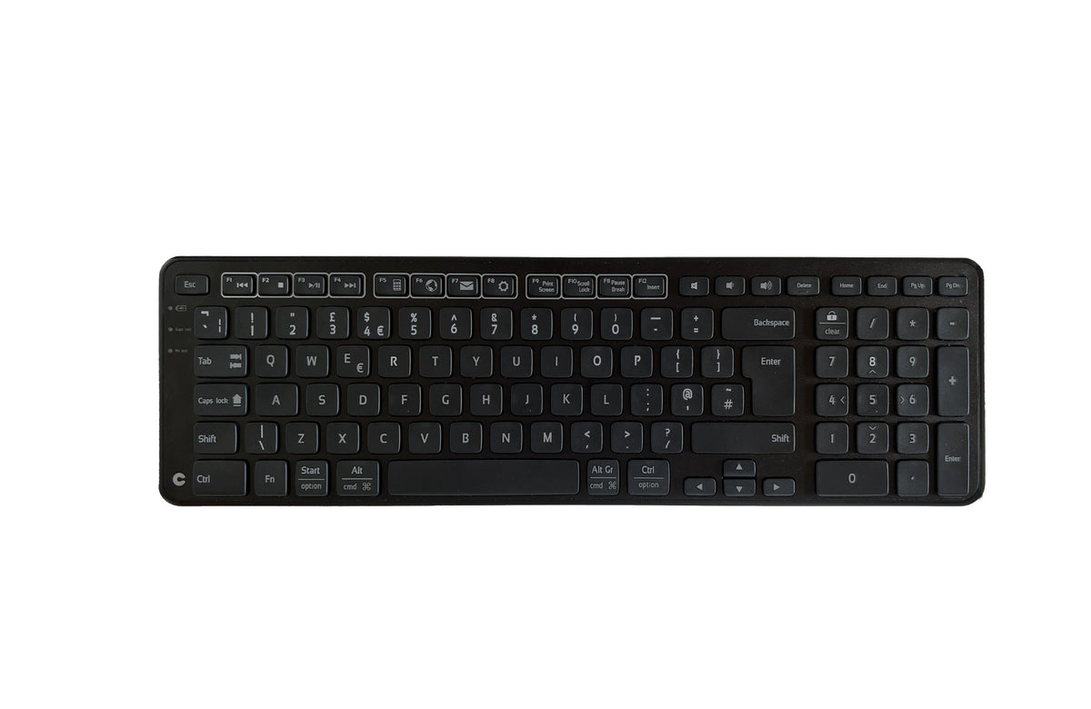 Contour Design Balance Keyboard BK - Drahtlose Tastatur - UK Version - Volle Größe (100%) - Verkabelt & Kabellos - RF kabellos + USB - QWERTY - Schwarz - Tastatur