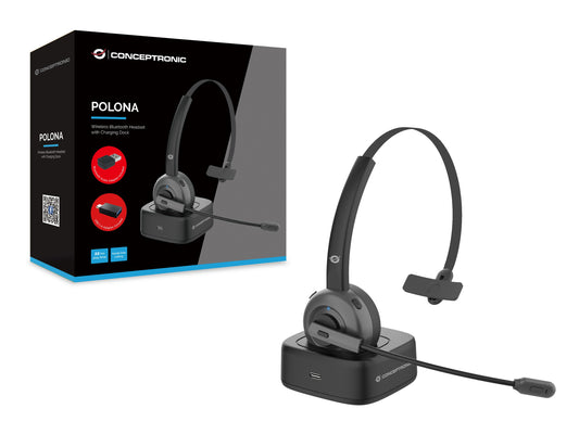Conceptronic POLONA Kabelloses Bluetooth mit Ladedoc & Bluetooth USB audio adapter - Kabellos - Büro/Callcenter - 0 - 20000 Hz - 150 g - Kopfhörer - Schwarz - Headset