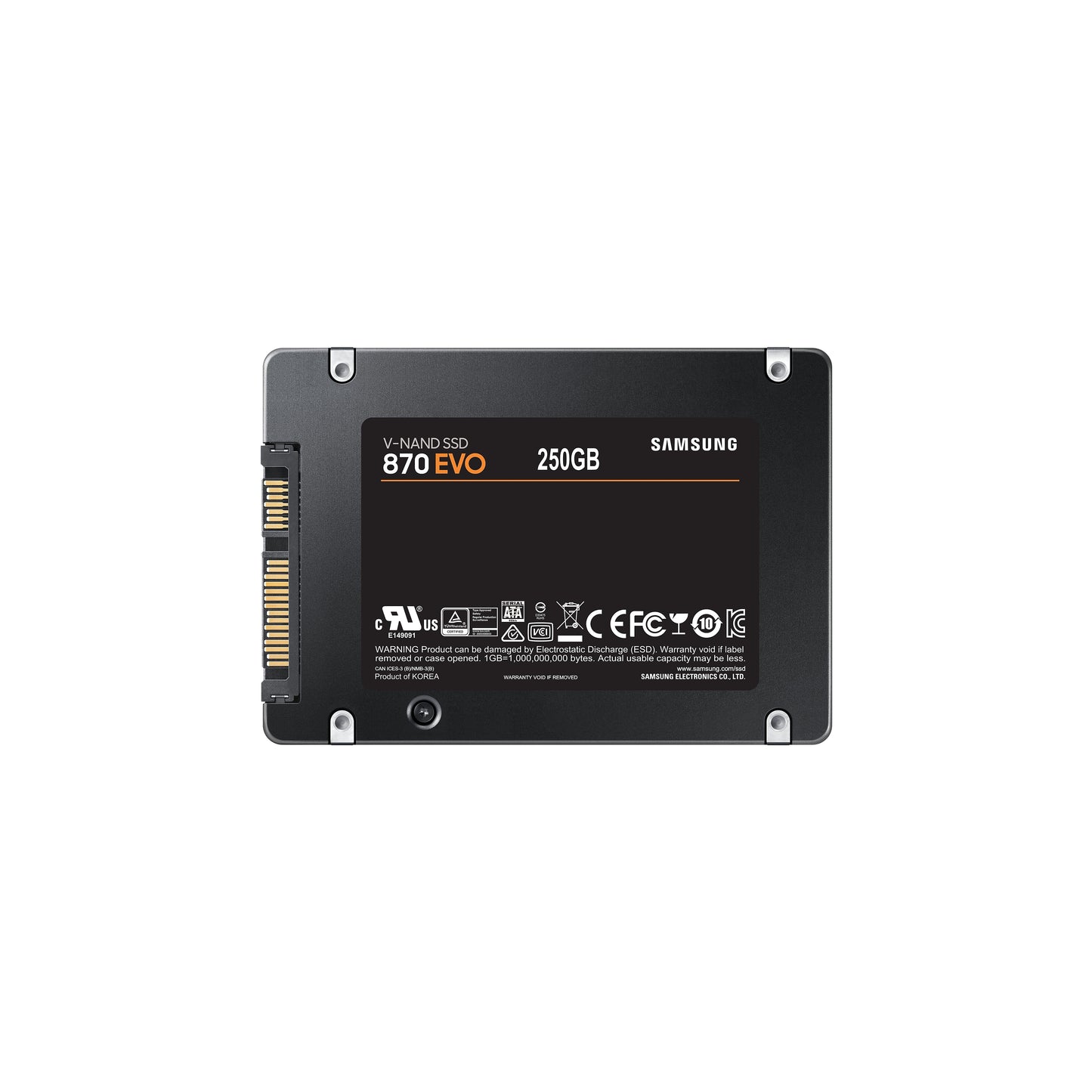 Samsung 870 EVO MZ - 77E250B - verschlüsselt - 250 GB - intern - 2.5" (6.4 c... - 2.5" SATA 6GB/s/V - NAND/MKX/560MB/s read - SSD