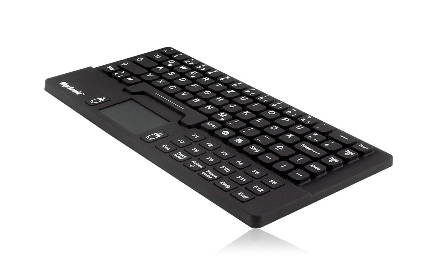 KeySonic KSK - 5031IN (UK) Industrie Tastatur - USB - Touchpad +2 Maustasten - schwarz - wasserdicht IP68 - Mini - Kabelgebunden - USB - Mechanischer Switch - QWERTY - Schwarz - Tastatur
