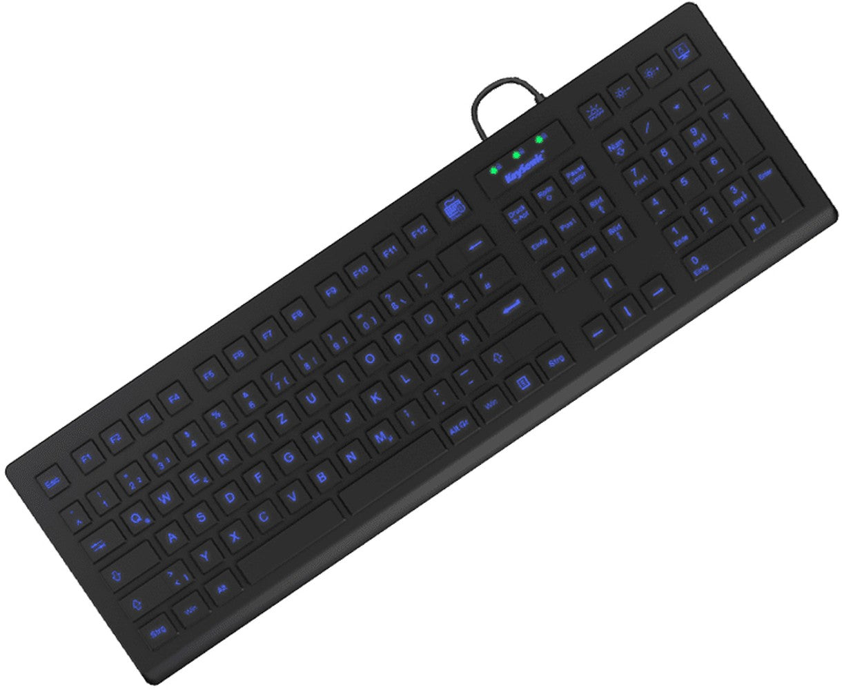 KeySonic KSK - 8031INEL - B (DE) Hygienetastatur - Industrietastatur - USB - Beleuchtung - schwarz - Volle Größe (100%) - Kabelgebunden - USB - QWERTZ - Schwarz - Tastatur