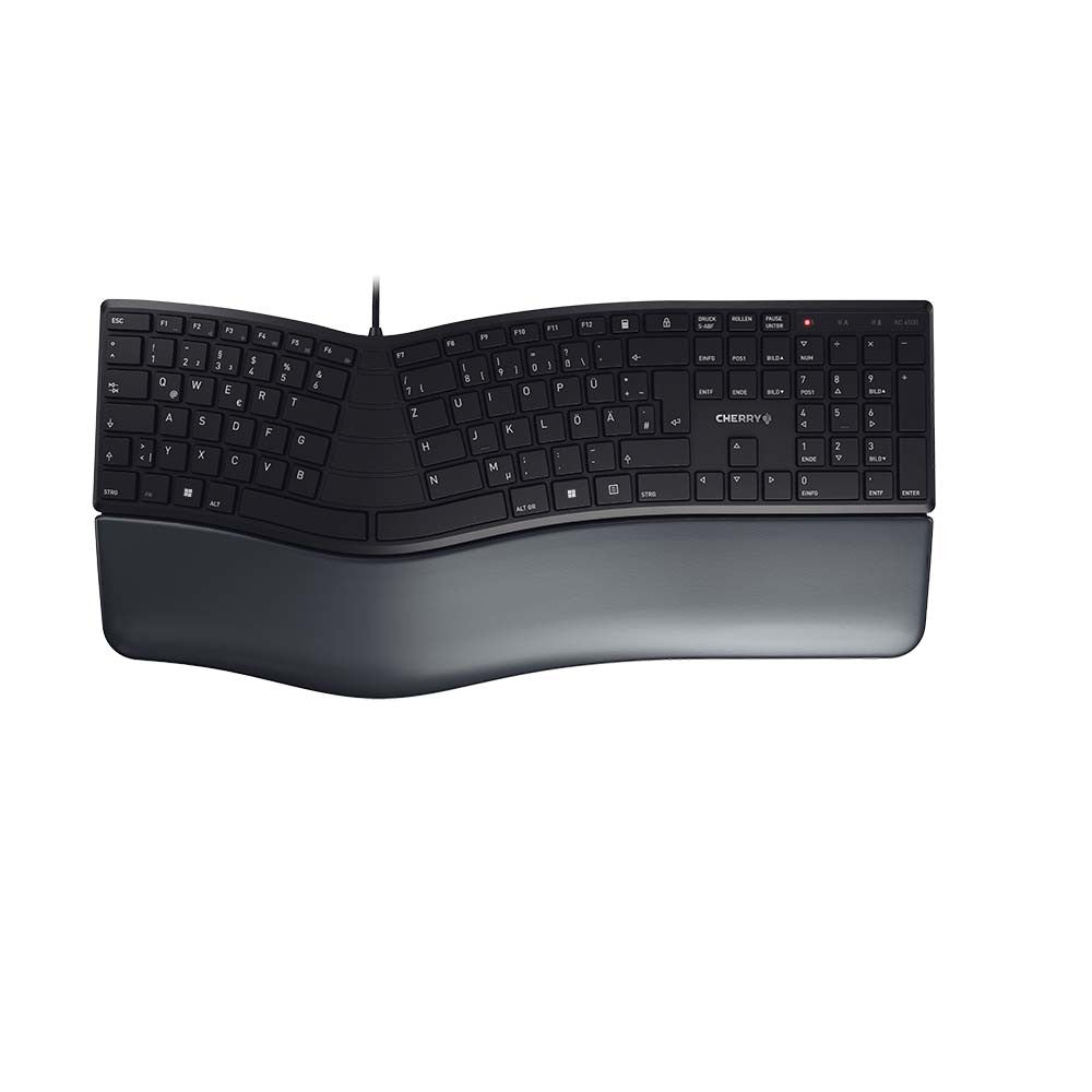 Cherry KC 4500 ERGO Kabelgebundene Ergonomische Tastatur - Schwarz - USB (QWERTZ - DE) - Volle Größe (100%) - Kabelgebunden - USB - QWERTZ - Schwarz - Tastatur