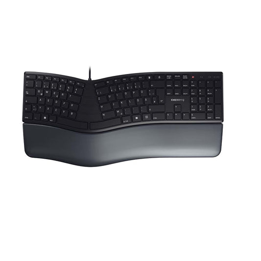 Cherry KC 4500 ERGO Kabelgebundene Ergonomische Tastatur - Schwarz - USB (QWERTZ - DE) - Volle Größe (100%) - Kabelgebunden - USB - QWERTZ - Schwarz - Tastatur