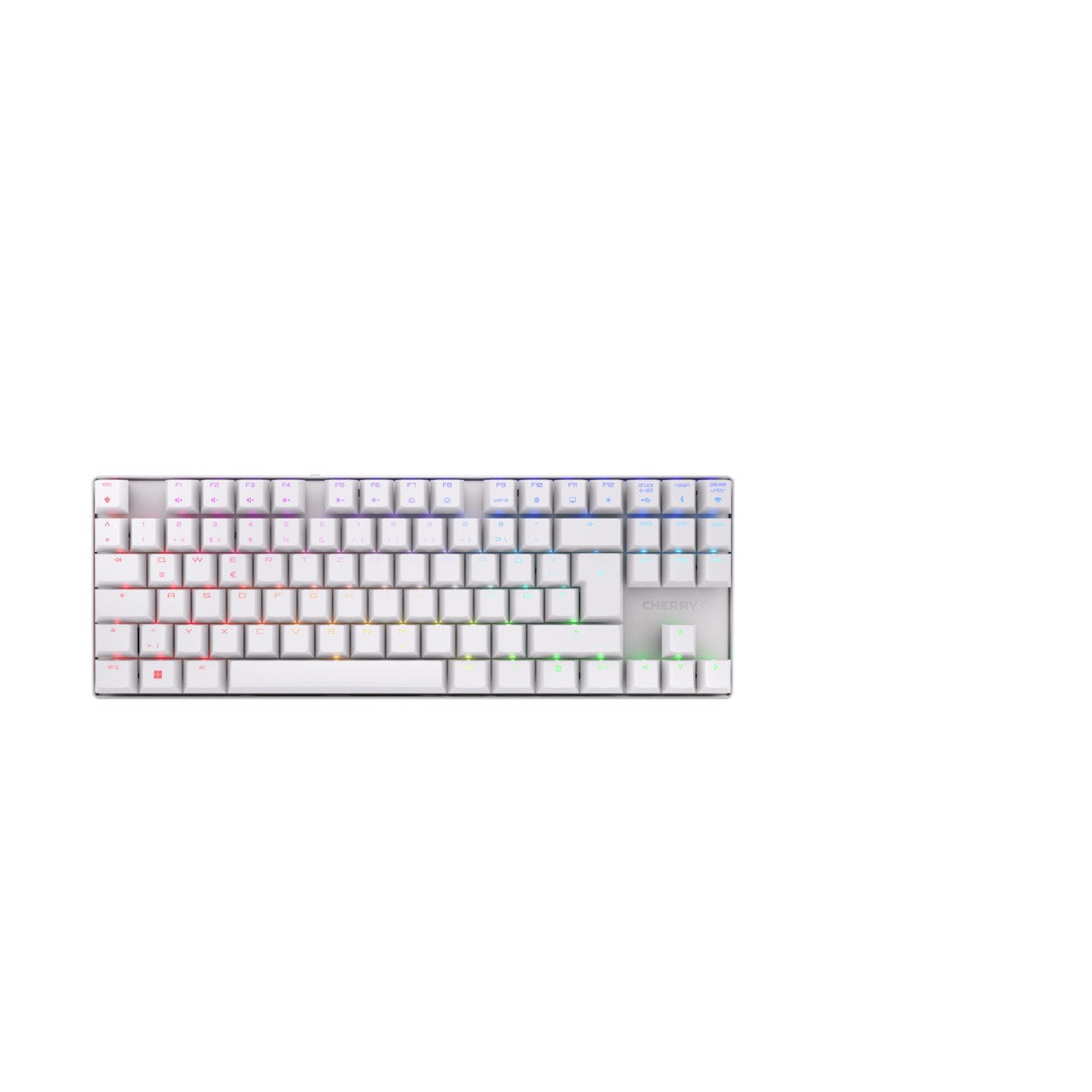 Cherry MX 8.2 TKL Wireless RGB - Kabellos - RF Wireless + Bluetooth - Mechanischer Switch - QWERTZ - RGB - LED - Weiß - Tastatur