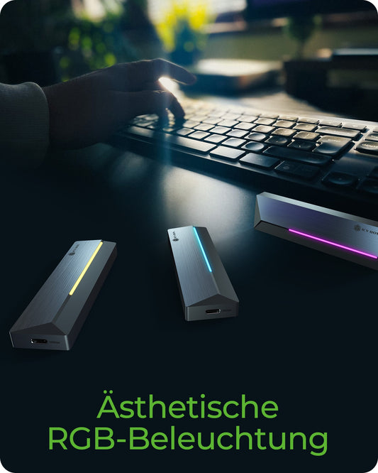 ICY BOX Gehäuse extern M.2 NVMe Ssd RGB 10Gbps USB3.2 Gen2 Type - C Host - Usb 3 - USB 3.0 - Gehäuse