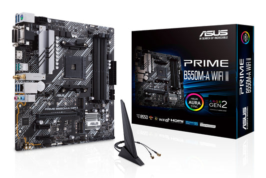 ASUS PRIME B550M - A WIFI II - AMD - Sockel AM4 - AMD Ryzen 3000 Series - AMD Ryzen 5000 Series - Sockel AM4 - DDR4 - SDRAM - 128 GB - Mainboard