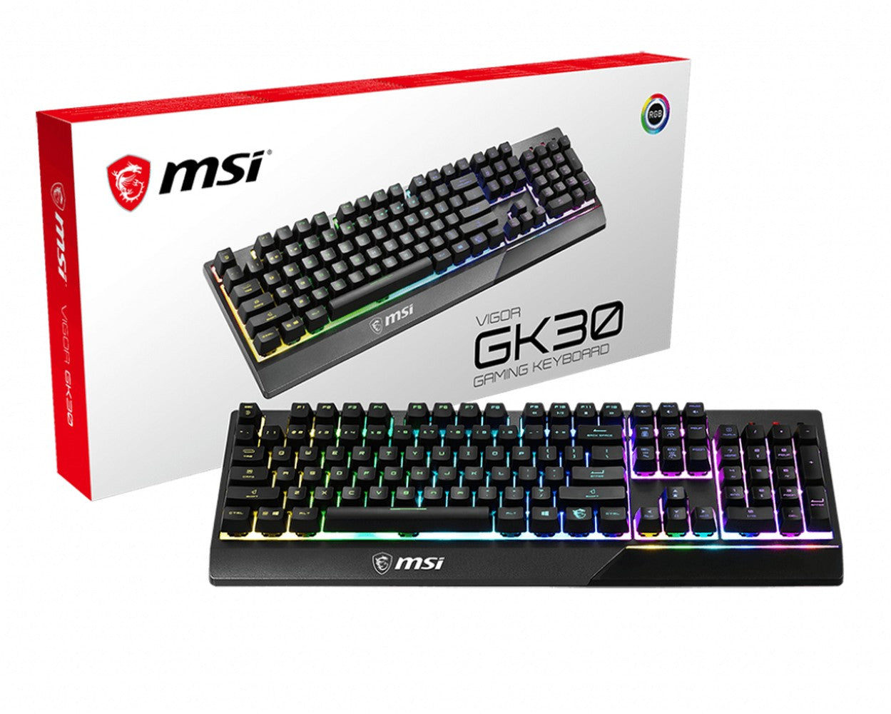 MSI Vigor GK30 - Kabelgebunden - USB - Mechanischer Switch - QWERTZ - RGB - LED - Schwarz - Tastatur