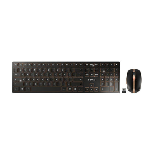 Cherry DW 9000 SLIM - Volle Größe (100%) - Kabellos - RF Wireless + Bluetooth - QWERTY - Schwarz - Maus enthalten - Tastatur