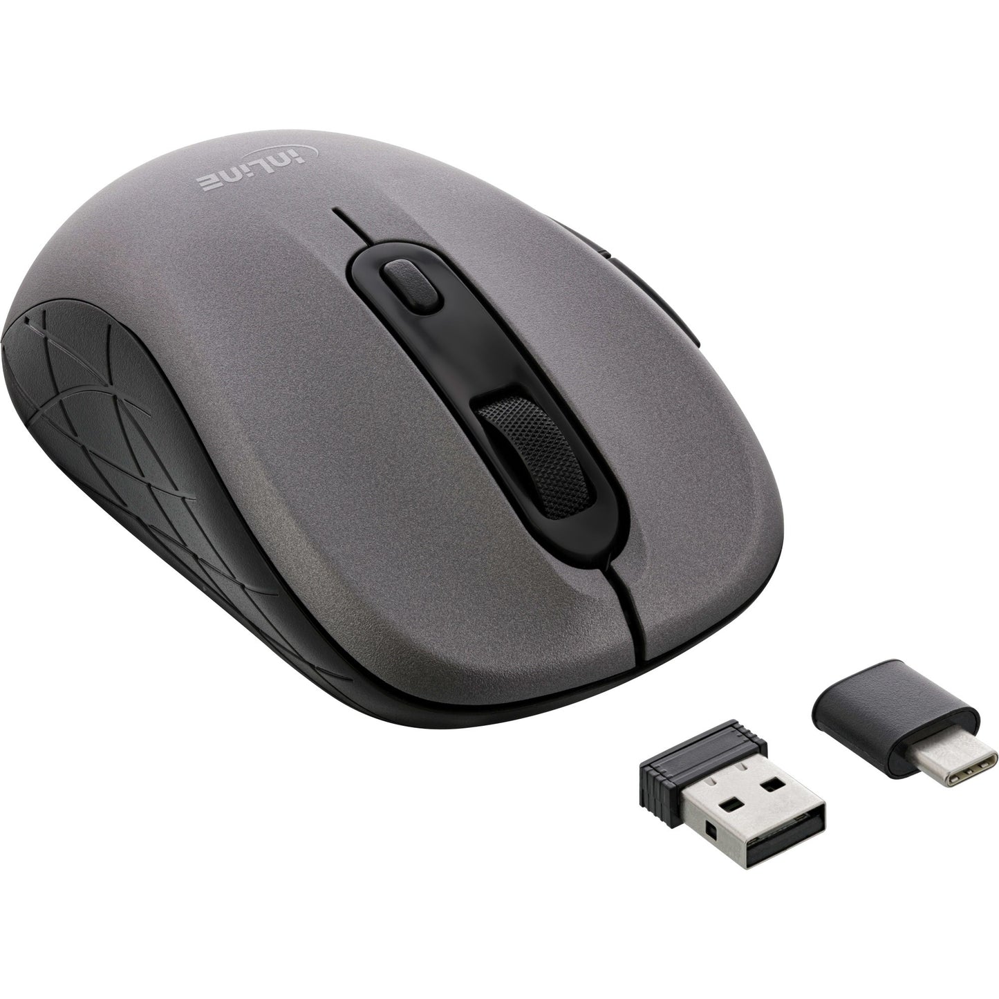 InLine Maus 3 - in - 1 - Bluetooth + 2x 2.4GHz Funk - 5 Tasten - optisch - grau/schwarz - Maus