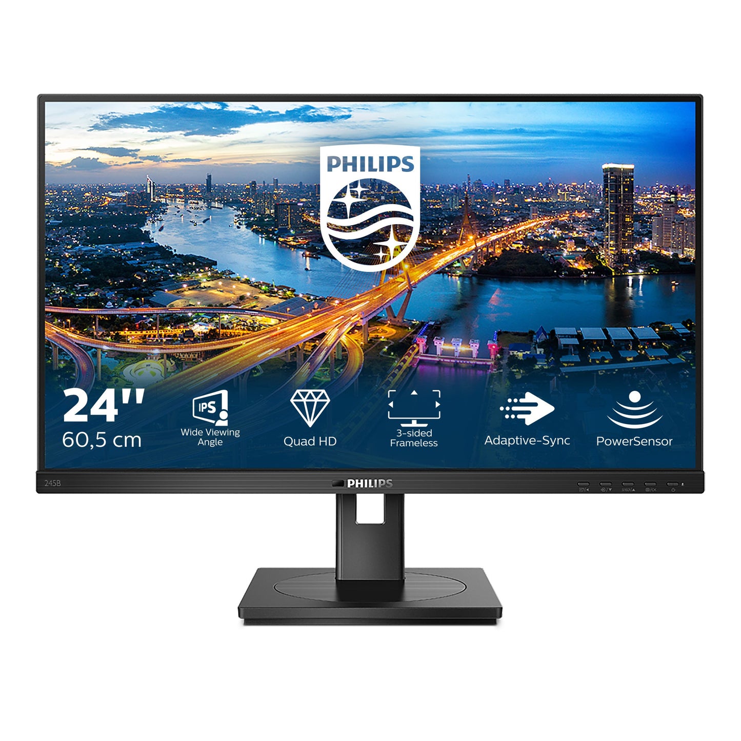 Philips B Line 245B1/00 - 60,5 cm (23.8") - 2560 x 1440 Pixel - Quad HD - LED - 4 ms - Schwarz - Monitor