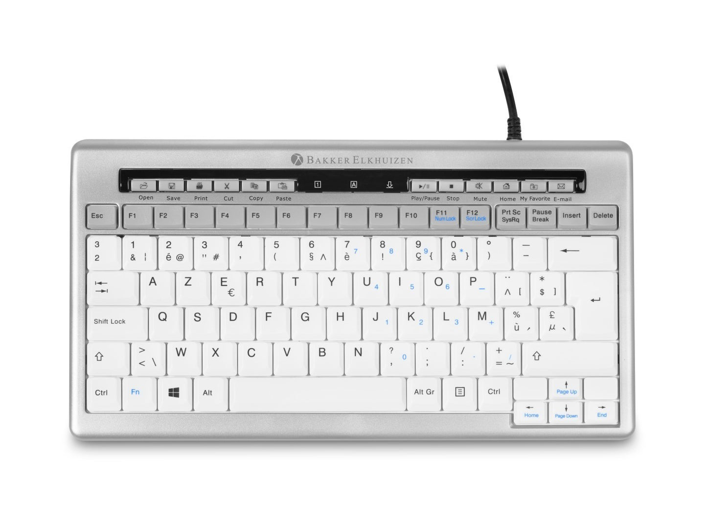 Bakker S - board 840 - Tenkeyless (80 - 87 %) - Kabelgebunden - USB - Scherenschalter - QWERTY - Hellgrau - Weiß - Tastatur