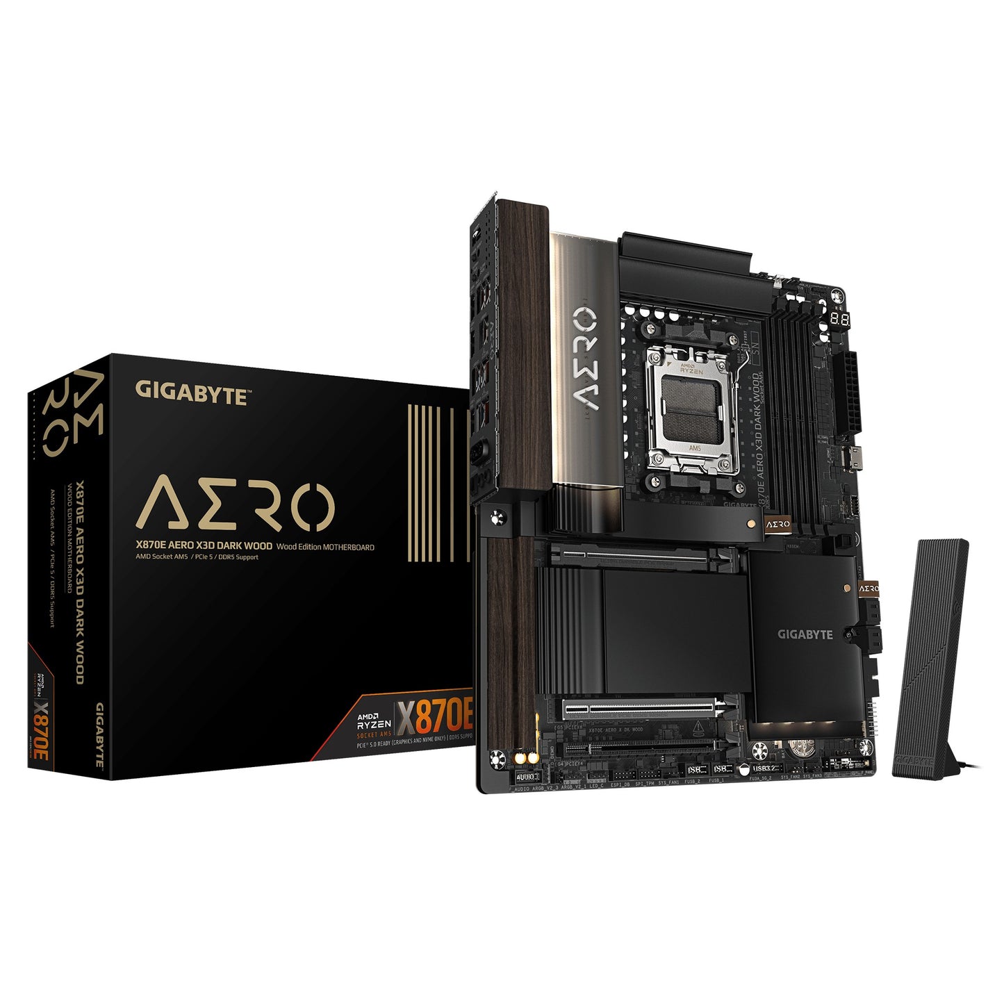 Gigabyte X870E AERO X3D Dark Wood X870 AM5 ATX DDR5 - AMD Sockel AM5 (Ryzen Zen4) - ATX - Mainboard