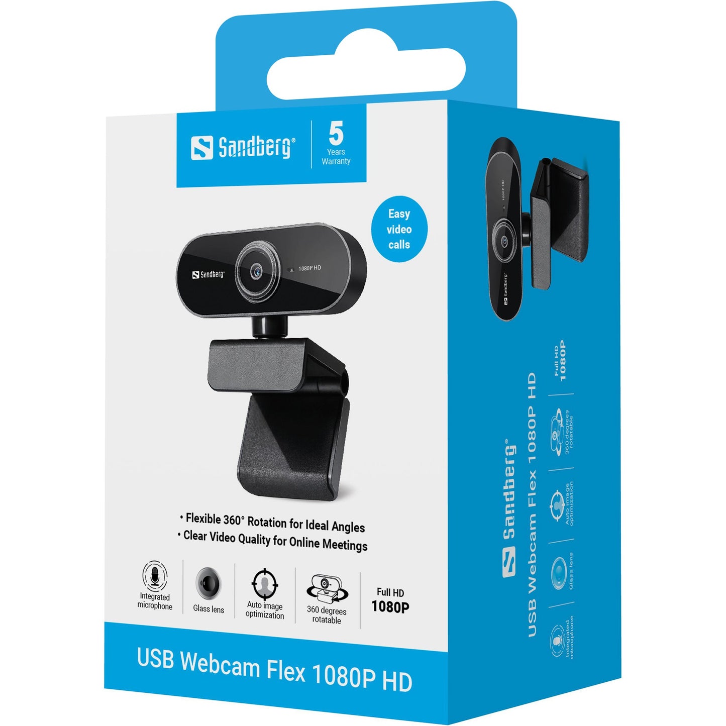 SANDBERG USB Webcam Flex 1080P HD - 2 MP - 1920 x 1080 Pixel - Full HD - 30 fps - USB - Schwarz - Webcam