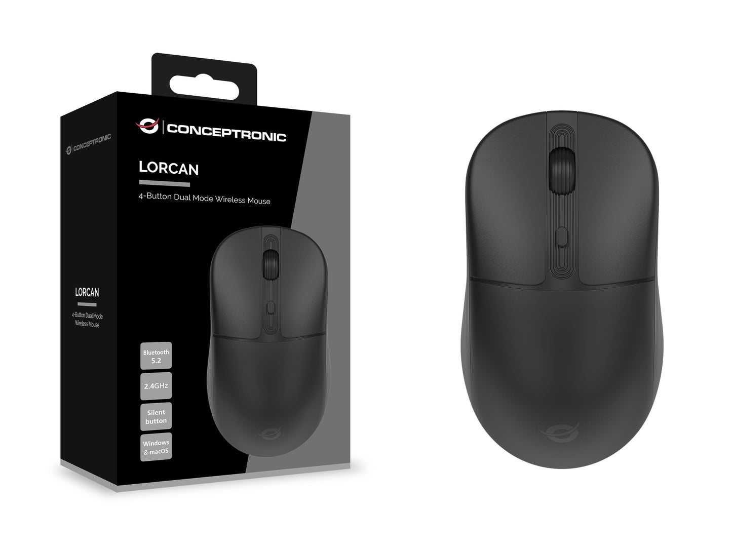 Conceptronic LORCAN04B Bluetooth Maus ergonomisch - 1.600 dpi - Maus