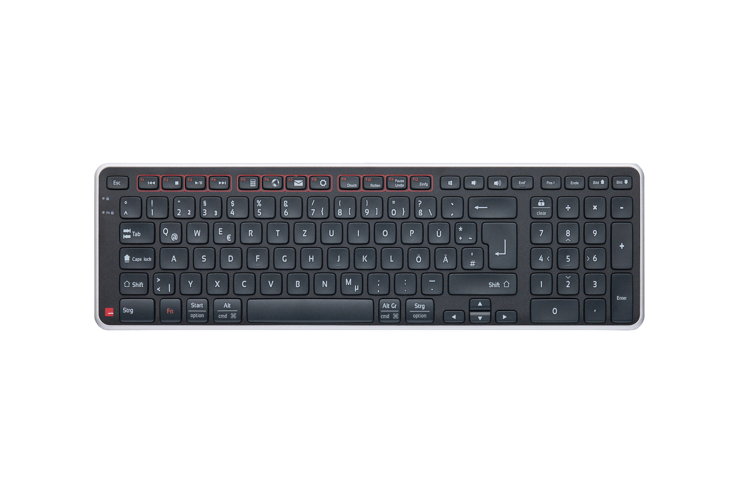 Contour Design Balance Keyboard Wireless - DE Layout - Volle Größe (100%) - Kabellos - RF kabellos + USB - Scherenschalter - QWERTZ - Schwarz - Tastatur