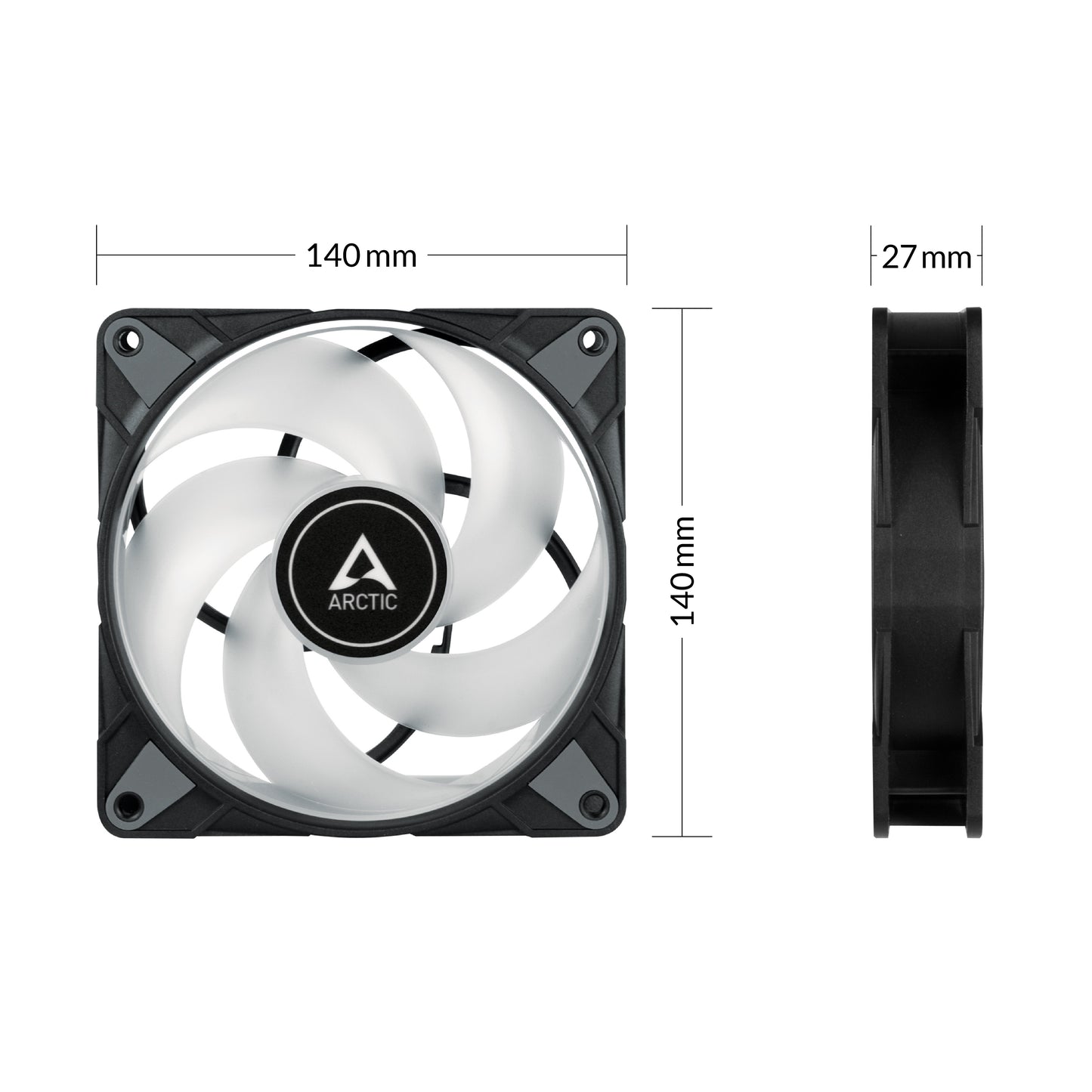 Arctic P14 PWM PST A - RGB 0dB - Semi - Passiver 140 mm Gehäuselüfter mit digitalem A - RGB - Ventilator - 14 cm - 0 RPM - 1900 RPM - 0,3 Sone - 117,06 m³/h - Kühler
