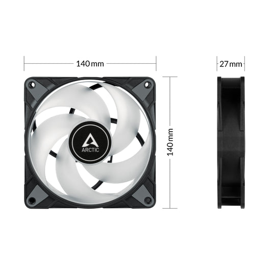 Arctic P14 PWM PST A - RGB 0dB - Semi - Passiver 140 mm Gehäuselüfter mit digitalem A - RGB - Ventilator - 14 cm - 0 RPM - 1900 RPM - 0,3 Sone - 117,06 m³/h - Kühler