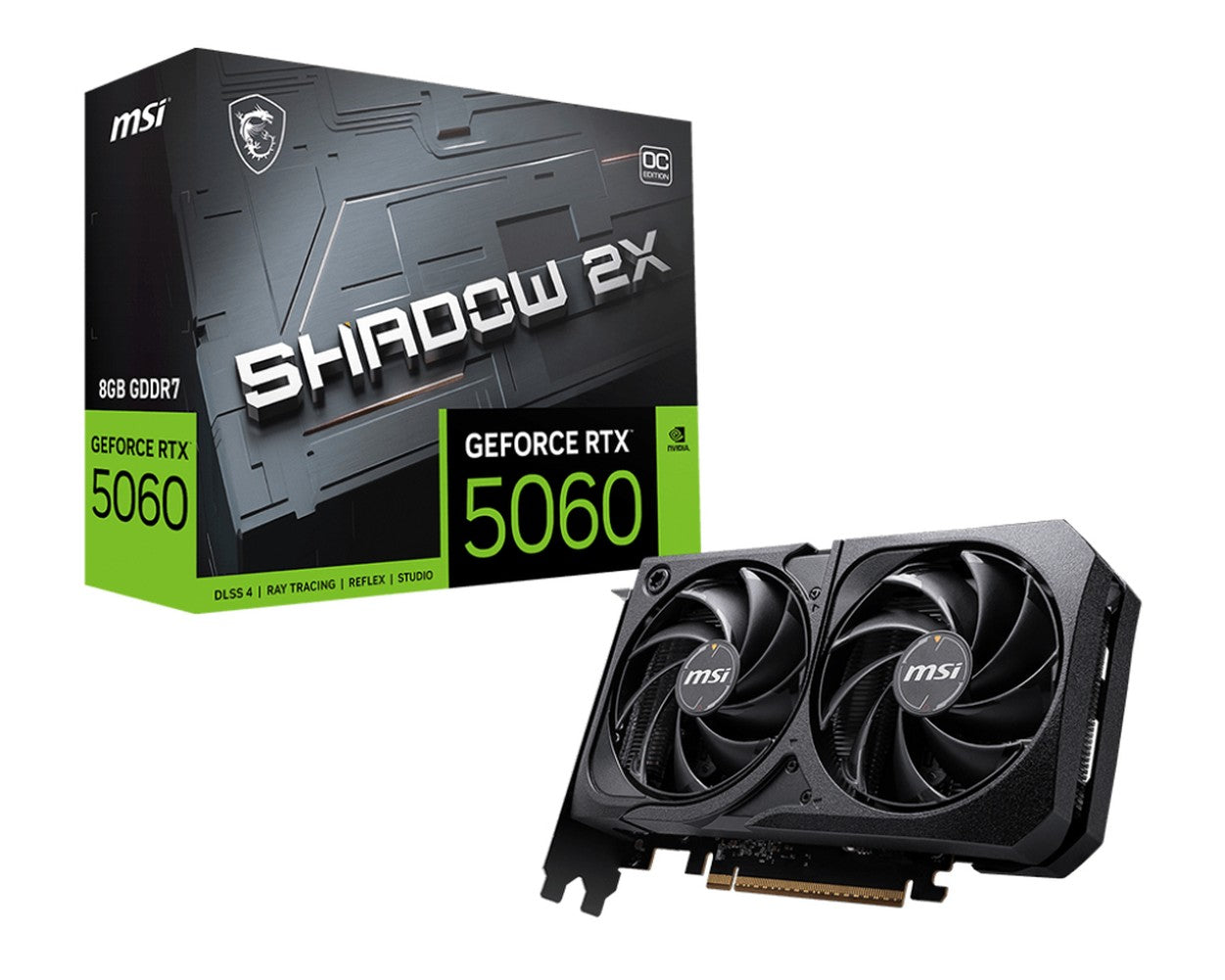 MSI Grafikkarte Nvidia GeForce RTX 5060 Shadow 2X OC 8 GB GDDR7 - RAM PCIe x8 HDMI®, DisplayPort NVIDIA G - Sync,Übertakt - 8.192 MB - Grafikkarte