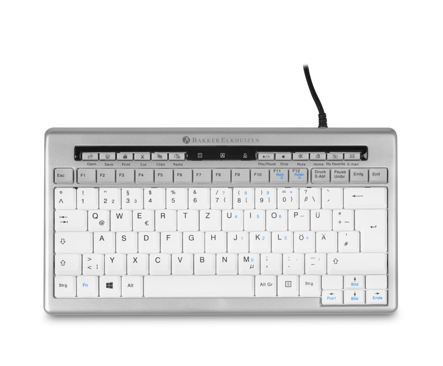 Bakker S - board 840 - Tenkeyless (80 - 87 %) - Kabelgebunden - USB - Scherenschalter - QWERTZ - Hellgrau - Weiß - Tastatur