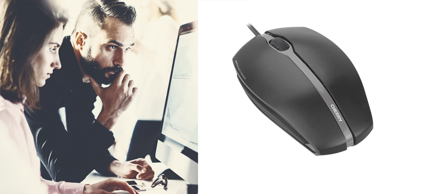 Cherry GENTIX SILENT Kabelgebundene Maus - Schwarz - USB - Beidhändig - Optisch - USB Typ - A - 1000 DPI - Schwarz - Maus