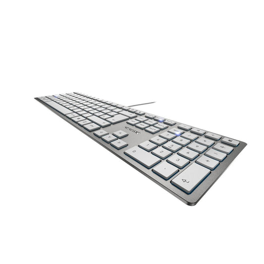 Cherry KC 6000 Slim - Volle Größe (100%) - Kabelgebunden - USB - Mechanischer Switch - AZERTY - Silber - Weiß - Tastatur