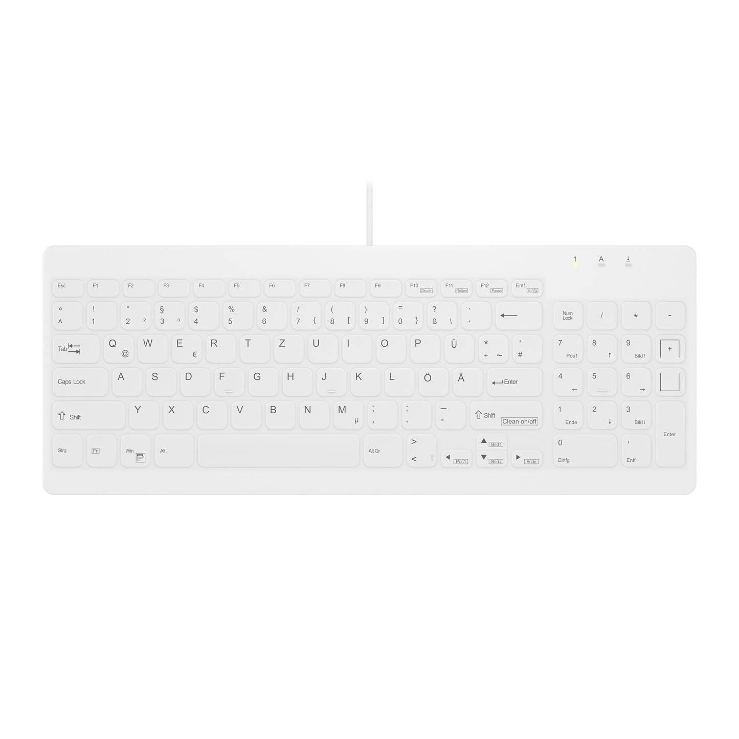 Active Key Contour Design Active Key Contour QuickClean Medizinische Tastatur Abnehmbare Abdeckung Kompakt Kabelgebunden Weiß DE C7012 - Kabelgebunden - USB - Scherenschalter - Weiß - Tastatur