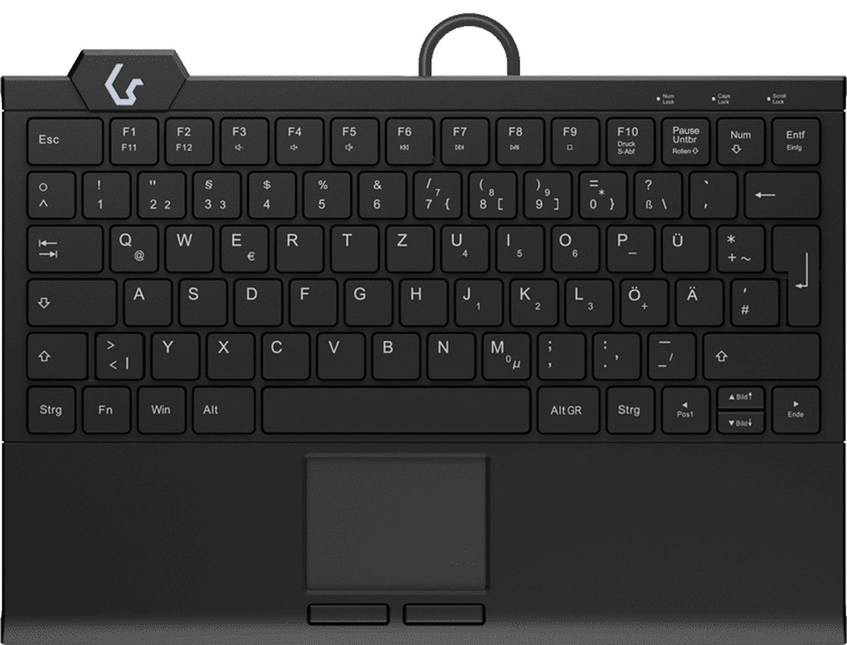 KeySonic KSK - 5210ELU (DE) Mini Tastatur - Touchpad - Hintergrundbeleuchtung - schwarz - Kabelgebunden - USB - Membran Key Switch - QWERTZ - LED - Schwarz - Tastatur