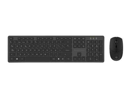 Conceptronic Kabellose Tastatur - und Maus - Kombination - Spanisches Layout - Volle Größe (100%) - Kabellos - RF Wireless - QWERTY - Schwarz - Maus enthalten - Tastatur