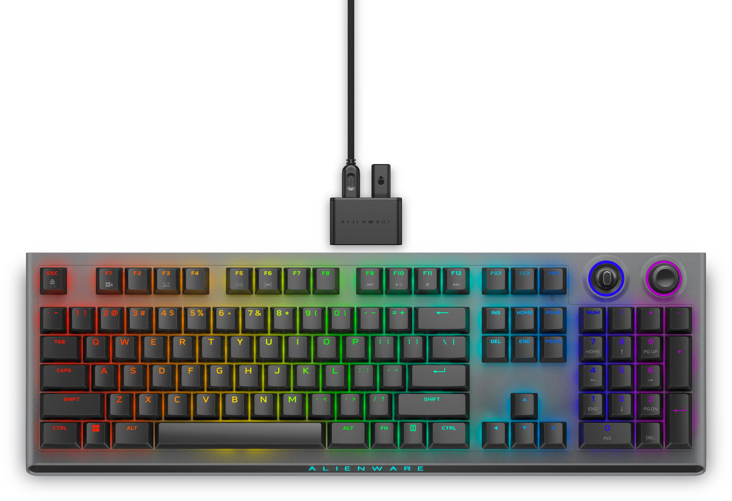 Alienware Tri - Mode AW920K - Volle Größe (100%) - Verkabelt & Kabellos - USB + RF Wireless + Bluetooth - Mechanischer Switch - RGB - LED - Grau - Tastatur