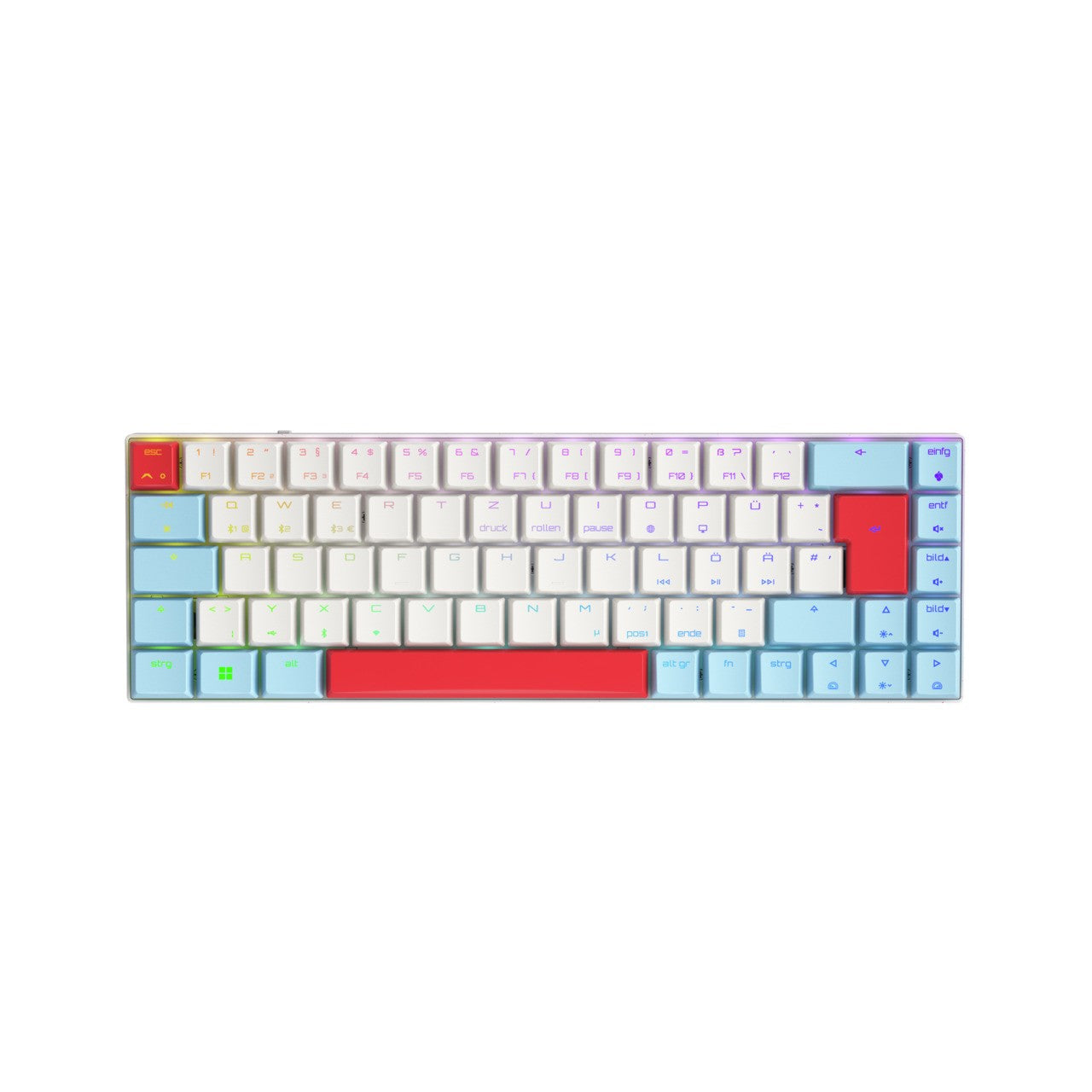 Cherry MX - LP 2.1 Compact Wireless - Kabellos - RF Wireless + Bluetooth - Mechanischer Switch - QWERTZ - RGB - LED - Weiß - Tastatur