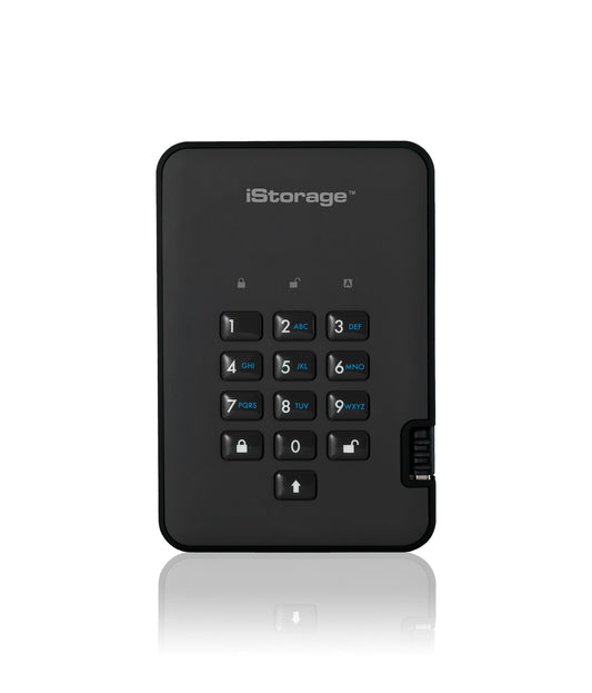 iStorage diskAshur2 256 - bit 2TB USB 3.2 secure encrypted hard drive - Black IS - DA2 - 256 - 2000 - B - 2 TB - 3.2 Gen 1 (3.1 Gen 1) - 5400 RPM - Schwarz - Festplatte