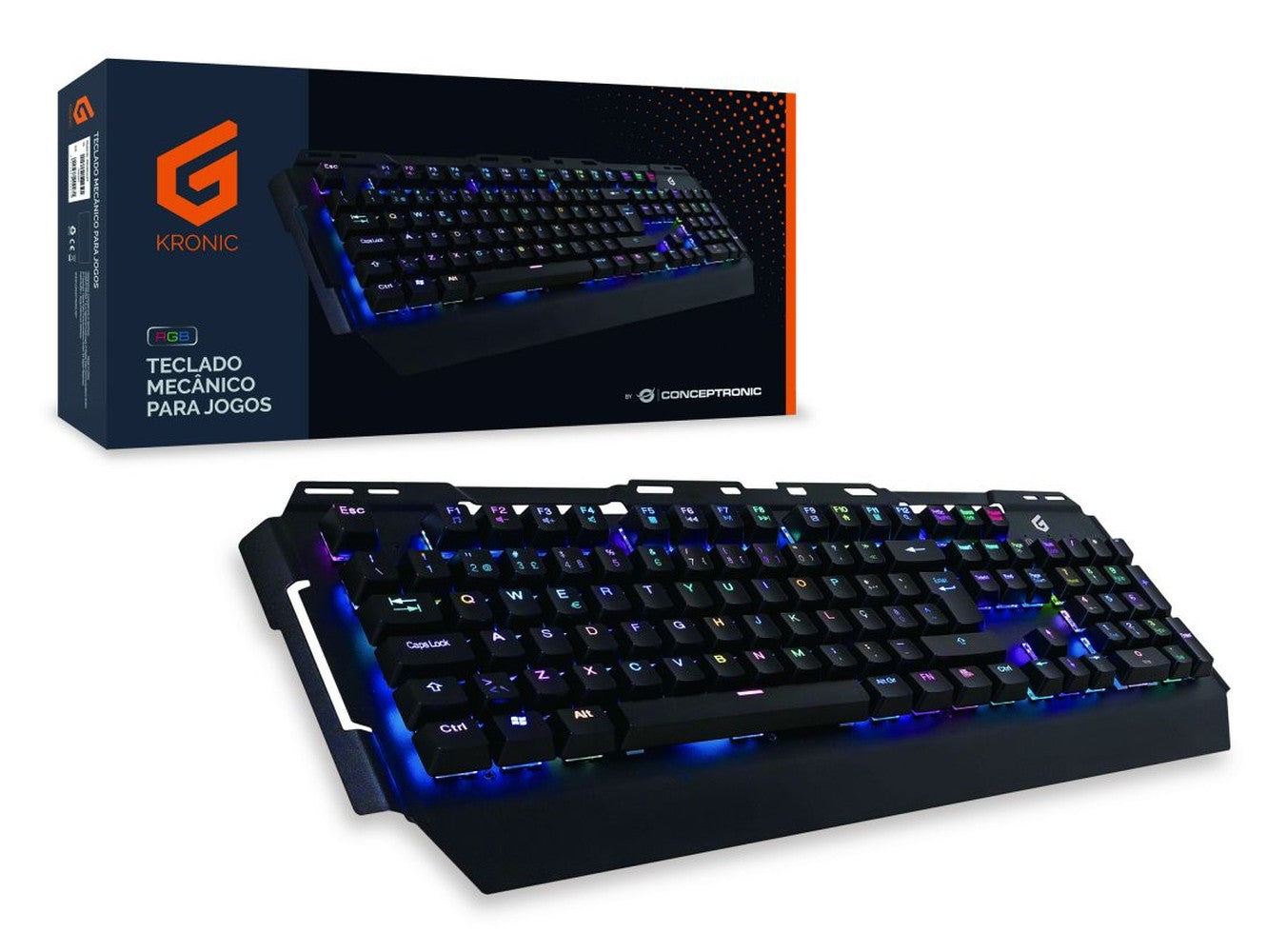 Conceptronic KRONIC - Kabelgebunden - USB - Mechanischer Switch - QWERTY - RGB - LED - Schwarz - Tastatur