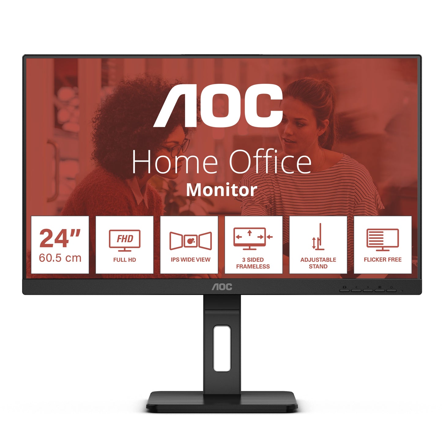 AOC E3 24E3QAF - 60,5 cm (23.8") - 1920 x 1080 Pixel - Full HD - LCD - 4 ms - Schwarz - Monitor