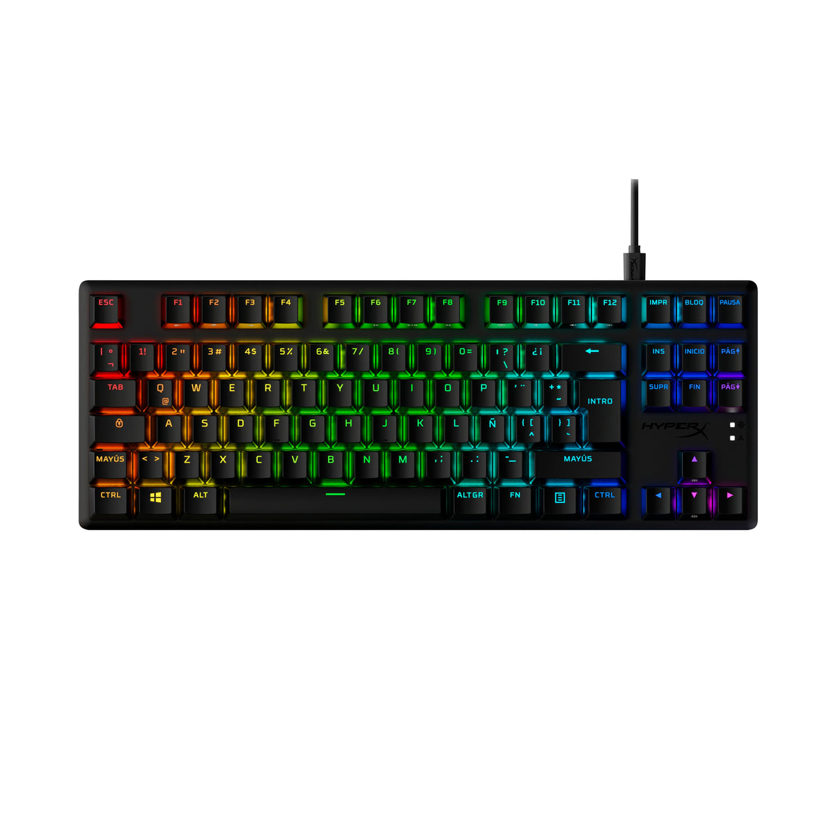 HyperX Alloy Origins Core PBT HX Rot – Mechanische Gaming - Tenkeyless (80 - 87 %) - Kabelgebunden - USB - Mechanischer Switch - RGB - LED - Schwarz - Tastatur