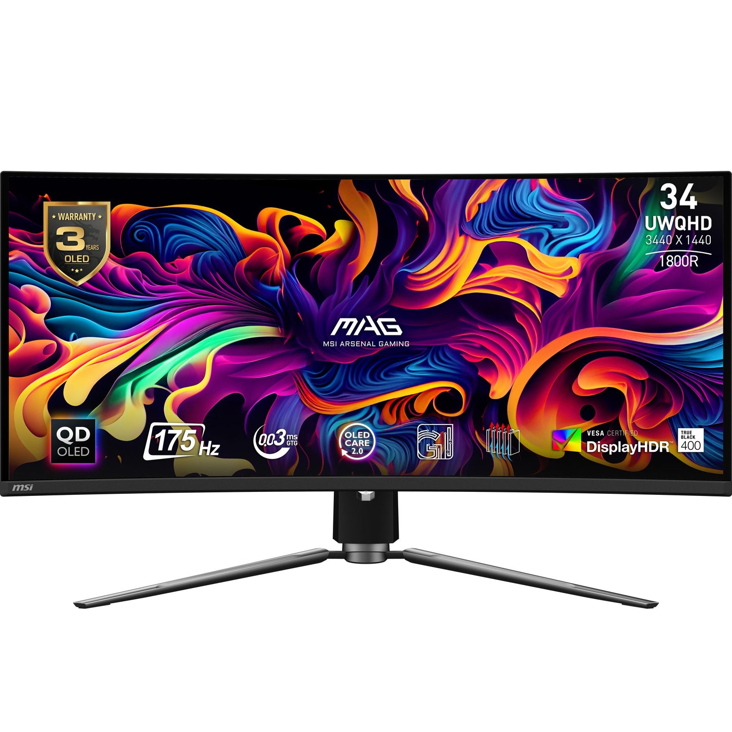 MSI Mag 341Cqpde Qd - Oled - Oled - Gaming - gebogen - 34" 34" - 86,4 cm - Monitor