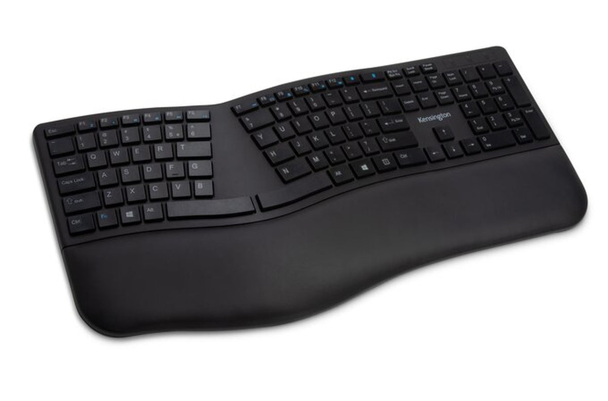 Kensington ProFit Ergo Wrlss - Volle Größe (100%) - Verkabelt & Kabellos - RF kabellos + USB - AZERTY - Schwarz - Tastatur