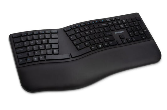 Kensington ProFit Ergo Wrlss - Volle Größe (100%) - Verkabelt & Kabellos - RF kabellos + USB - AZERTY - Schwarz - Tastatur
