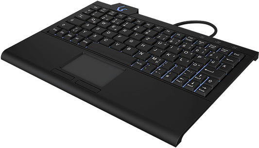 KeySonic KSK - 3210ELU (DE) - Super - Mini Tastatur - Hintergrundbeleuchtung - Touchpad - schwarz - Kabelgebunden - USB - Membran Key Switch - QWERTZ - LED - Schwarz - Tastatur
