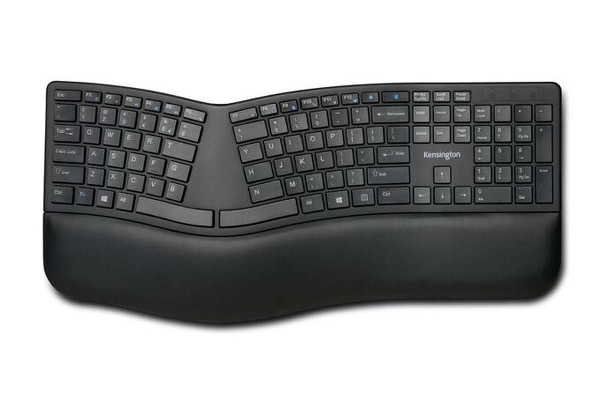 Kensington ProFit Ergo Wrlss - Volle Größe (100%) - Verkabelt & Kabellos - RF kabellos + USB - AZERTY - Schwarz - Tastatur