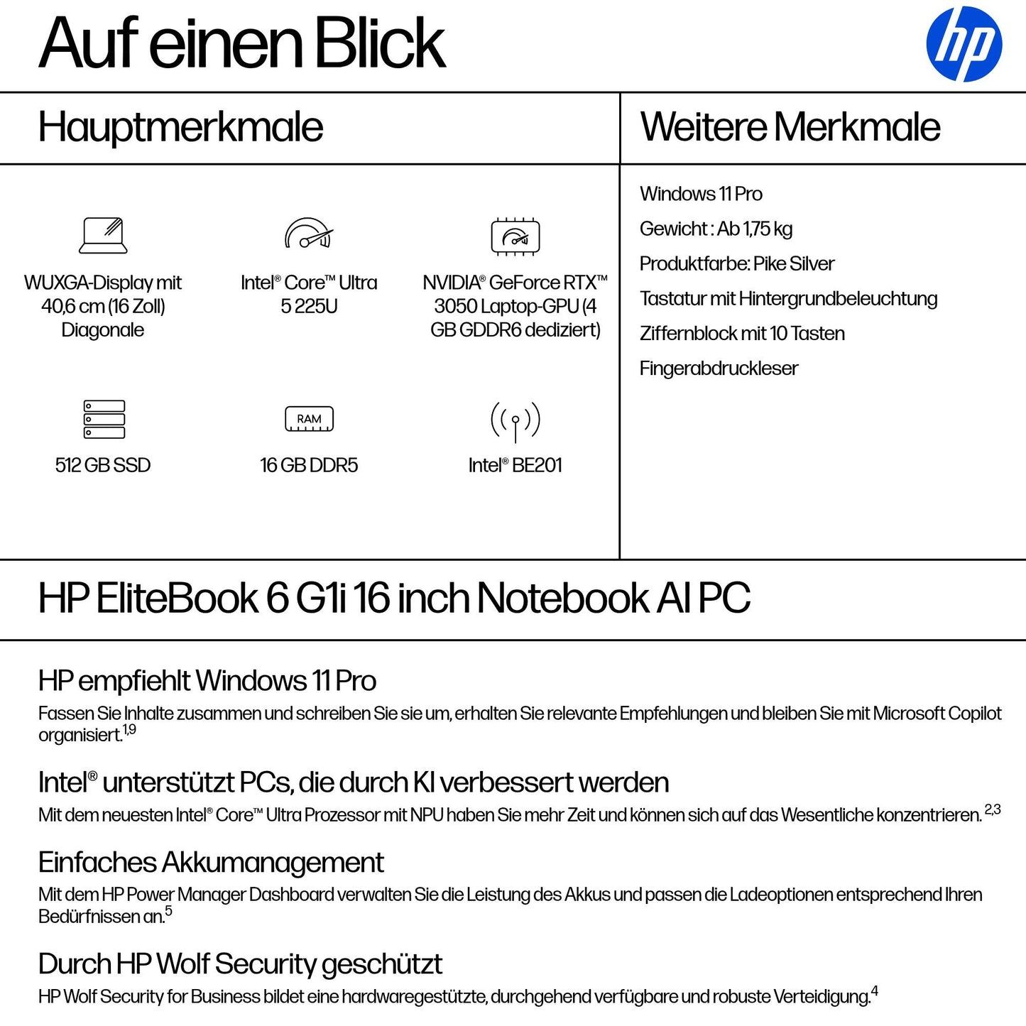 HP EliteBook 6 G1i Intel Core Ultra 5 225U - Core Ultra 5 - Notebook