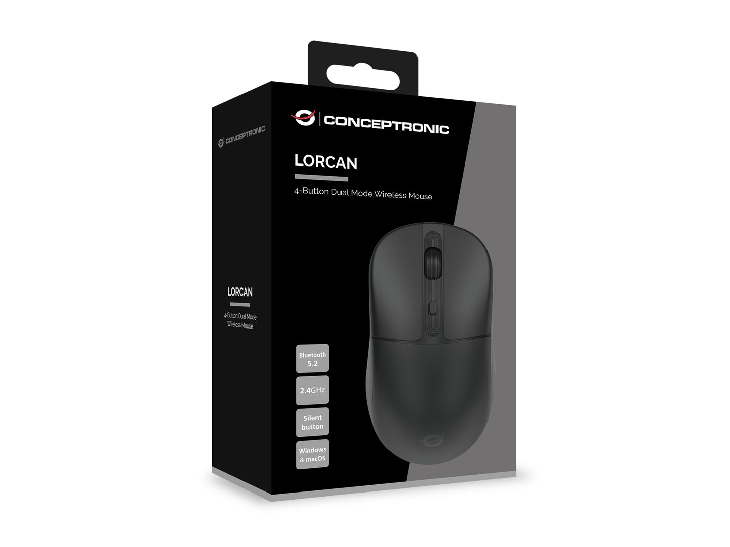 Conceptronic LORCAN04B Bluetooth Maus ergonomisch - 1.600 dpi - Maus
