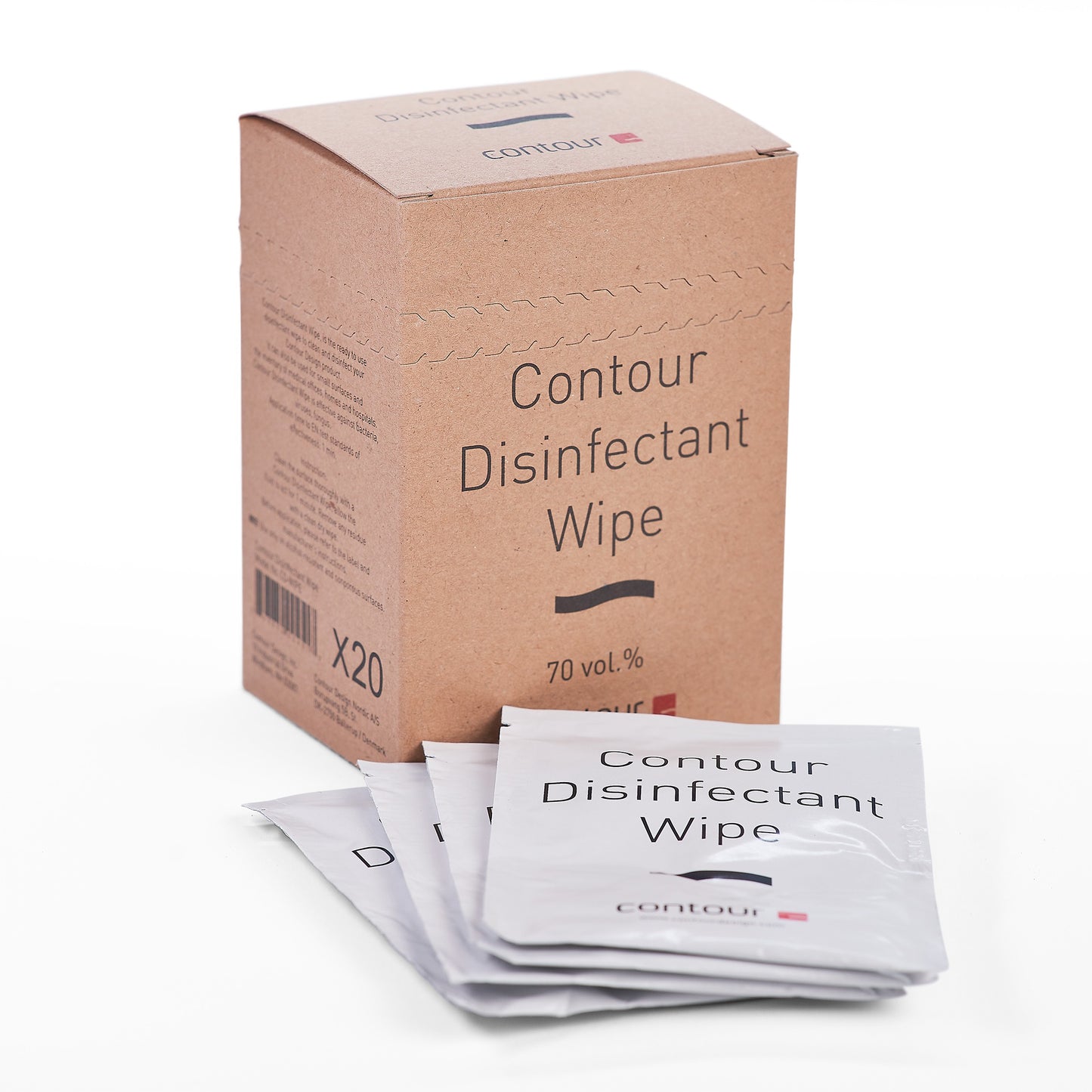 Contour Design Contour Disinfectant Wipe - 20 Stück(e) - Weiß - 70% - 24 g - 37 g - 200 g - Tastatur