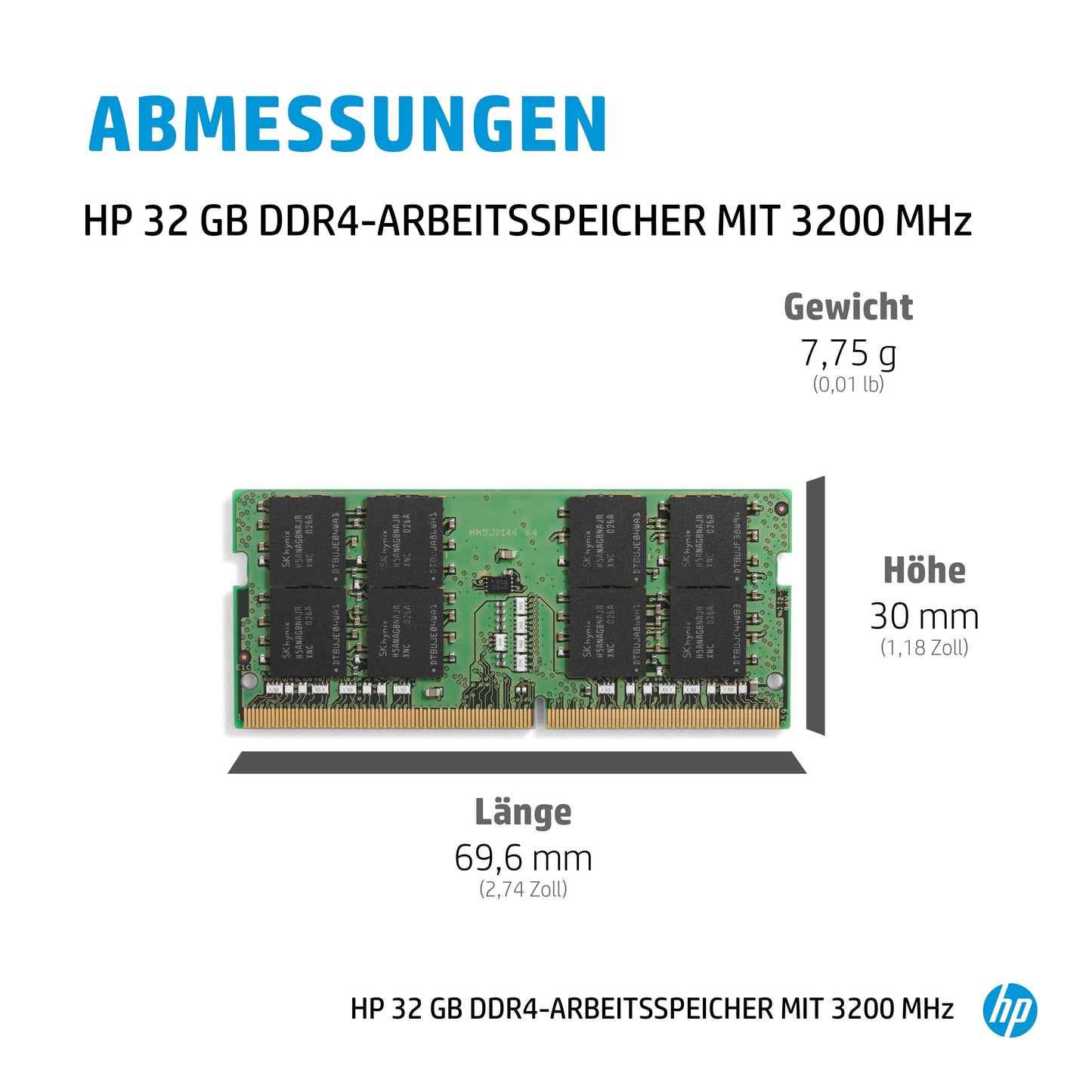 HP 4S967AA#AC3 - 32 GB - DDR4 - 3200 MHz - 260 - pin SO - DIMM - Arbeitsspeicher