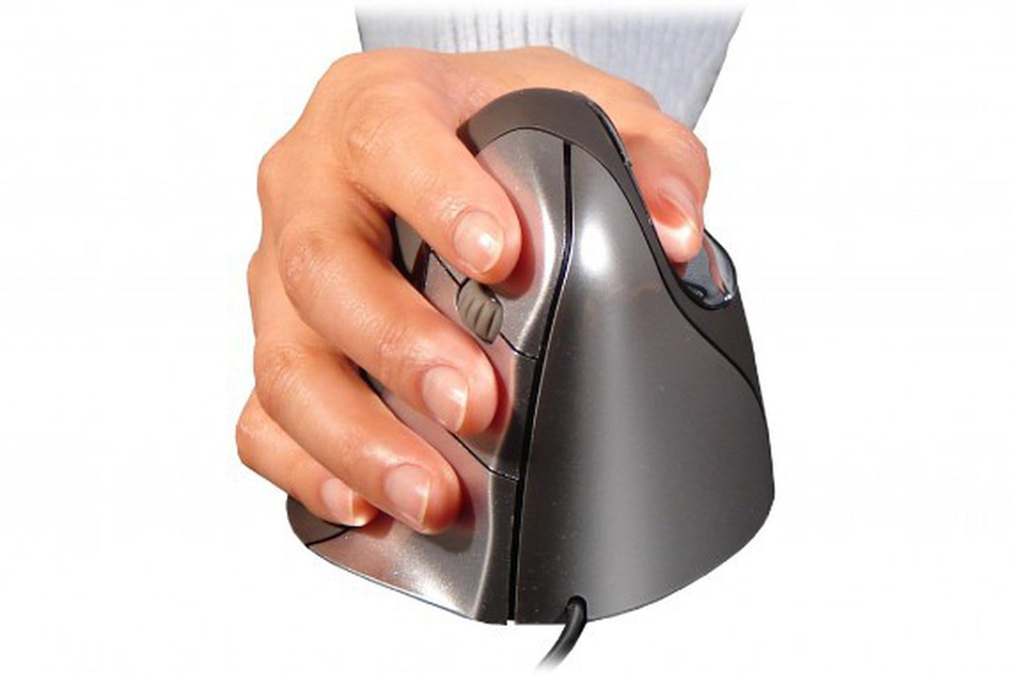 Bakker Evoluent4 Mouse (Right Hand) - rechts - Vertikale Ausführung - Laser - 2600 DPI - Schwarz - Grau - Silber - Maus