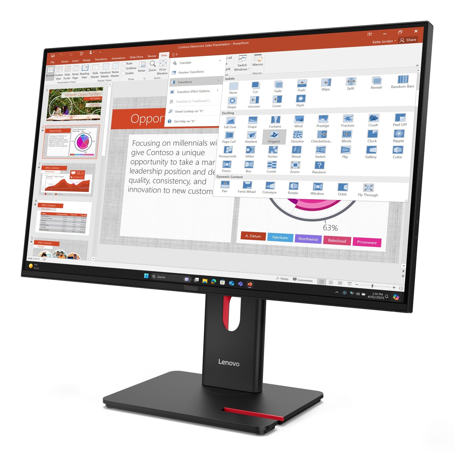 Lenovo ThinkVision T27 - 68,6 cm/27" Flachbildschirm (TFT/LCD) - 1.920x1.080 IPS - Monitor