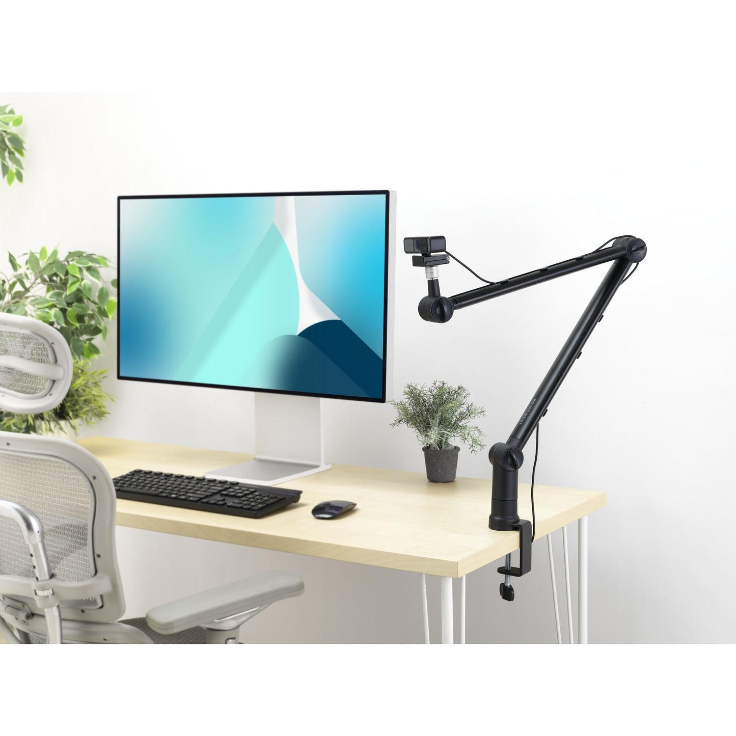 Kensington A1020 Schwenkarm mit Tischhalterung - Boom Mikrofonständer - Schreibtisch - Montagebasis - Schwarz - Aluminium - Kunststoff - Stahl - Stahl - 3/8" - Webcam